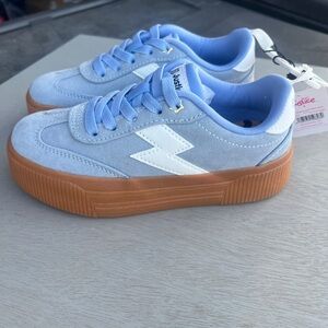 Justice Girls Light Blue Suede Platform Sneakers with Gum Sole